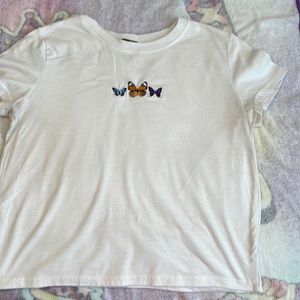 White shirt with 3 butterflies